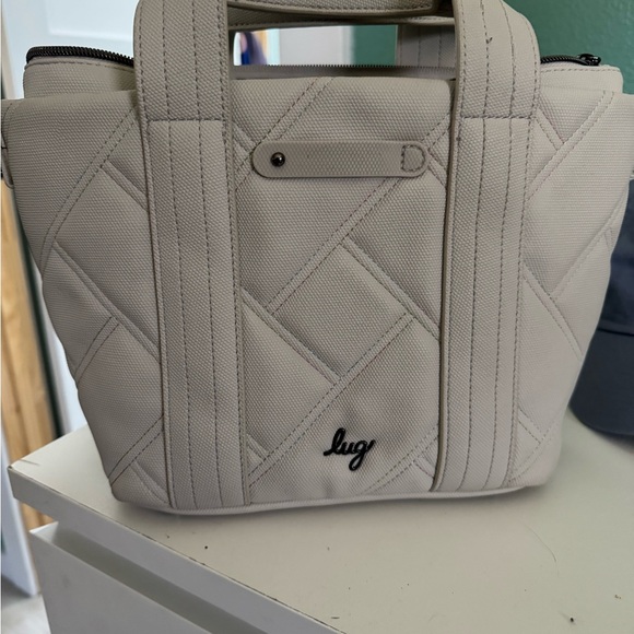 Lug Dory Medium Matte Luxe Crossbody Tote Handles Pebble Rainbow Stitch - Picture 15 of 16